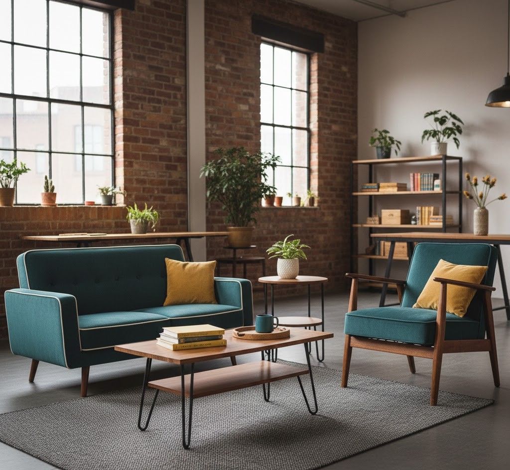 Curated collection of restored vintage furniture